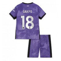 Dres Liverpool Cody Gakpo #18 Tretina pre deti 2023-24 Krátky Rukáv (+ trenírky)